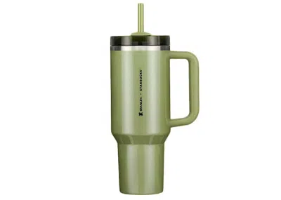 Pre-owned Stanley X Starbucks Exclusive Flowstate Quencher 40oz Tumbler In Olive Green