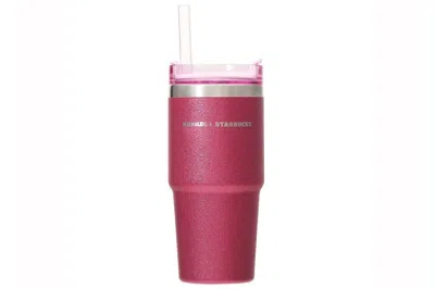 Pre-owned Stanley X Starbucks Glitter Flowstate Quencher 473ml Tumbler Vivid Pink