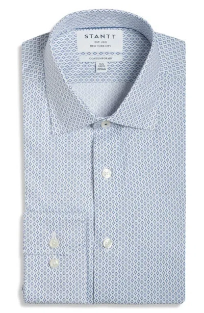 Stantt Contemporary Fit Abstrat Geo Performance Dress Shirt In Blue