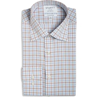 Stantt Contemporary Fit Gingham Wrinkle Resistant Cotton Dress Shirt In Multi