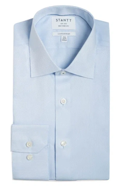 Stantt Contemporary Fit Wrinkle Resistant Cotton Dobby Dress Shirt In Blue