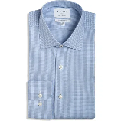 Stantt Contemporary Fit Wrinkle Resistant Cotton Dobby Dress Shirt In Blue
