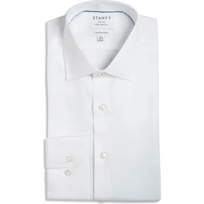 Stantt Contemporary Fit Wrinkle Resistant Cotton Dobby Dress Shirt In White