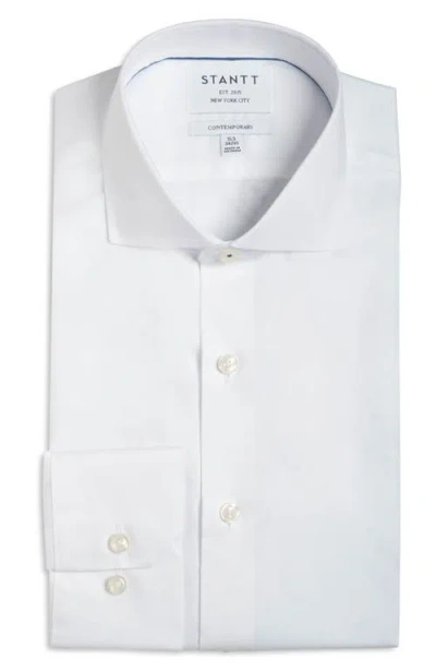 Stantt Contemporary Fit Wrinkle Resistant Cotton Herringbone Dress Shirt In Multi