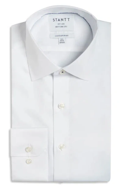 Stantt Contemporary Fit Wrinkle Resistant Cotton Twill Dress Shirt In White