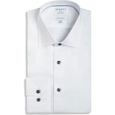 Stantt Contemporary Fit Wrinkle Resistant Cotton Twill Dress Shirt In White