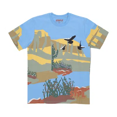 Staple Horizon Aop Tee Blue Men's T-shirt In Multi