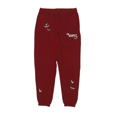 Staple Lightweight Men's Tracksuit Pants Flock Logo Sweatpant Burgundy