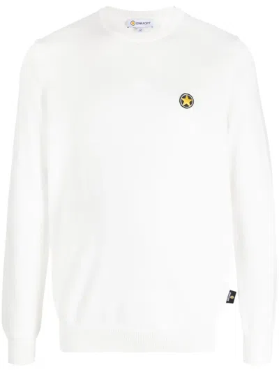 Star Point Logo-patch Cotton Jumper In White
