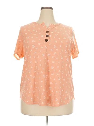 Pre-owned Star Vixen Short Sleeve Henley Shirt In Orange