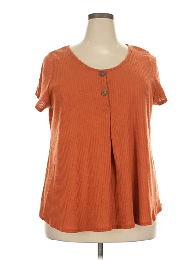Pre-owned Star Vixen Short Sleeve Henley Shirt In Orange