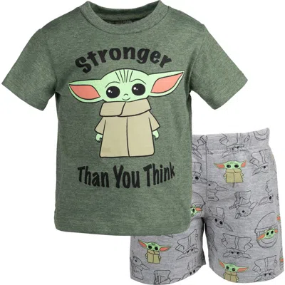 Star Wars Kids'  2-piece T-shirt And Shorts Set In Grogu Green Grey
