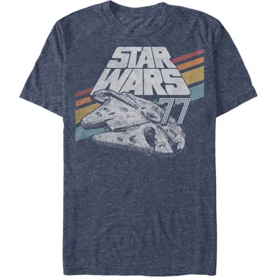Star Wars A New Hope Retro 77 Millennium Falcon Stripes Graphic T-shirt In Blue