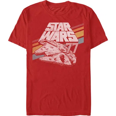 Star Wars A New Hope Retro 77 Millennium Falcon Stripes Graphic T-shirt In Red