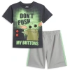 Star Wars Baby Yoda The Mandalorian T-shirt & Mesh Shorts Set In Gray