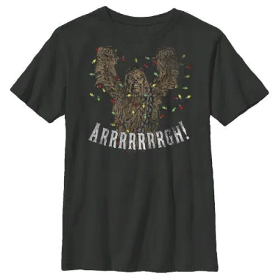 Star Wars Kids' Boy's  Christmas Chewbacca Lights  Graphic T-shirt In Black