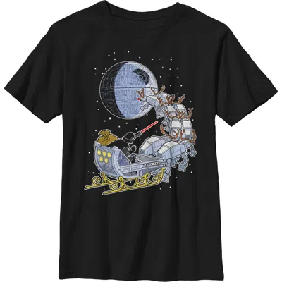 Star Wars Kids' Boy's  Christmas Darth Vader Santa's Sleigh  Graphic T-shirt In Black