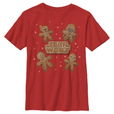 Star Wars Kids' Boy's  Christmas Gingerbread Characters  Graphic T-shirt In Red