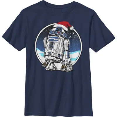 Star Wars Kids' Boy's  Christmas R2-d2 Santa Hat  Graphic T-shirt In Blue