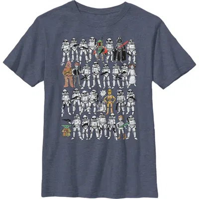 Star Wars Kids' Boy's  Cute Sketches Graphic T-shirt In Blue