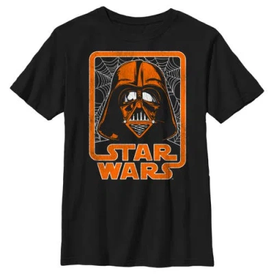 Star Wars Kids' Boy's  Halloween Darth Vader Spider Webs Logo  Graphic T-shirt In Black