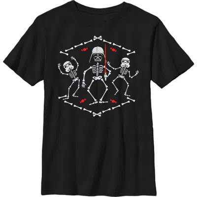 Star Wars Kids' Boy's  Halloween Vader Skeleton Dance  Graphic T-shirt In Black
