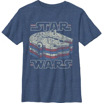 Star Wars Kids' Boy's  Millennium Falcon Retro Multi Stripes Graphic T-shirt In Blue