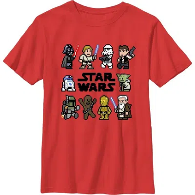 Star Wars Kids' Boy's  Pixel Character Square Graphic T-shirt In Red