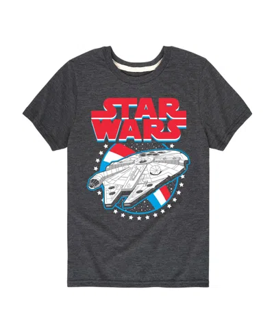Star Wars Kids' Boys' 8-20 Millennium Falcon Americana Short-sleeve Graphic T-shirt In Gray