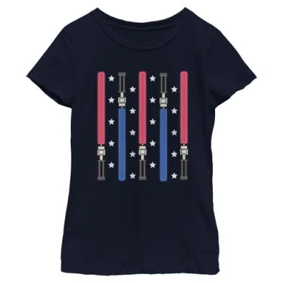 Star Wars Kids' Girl's  Festive Lightsabers Graphic T-shirt In Black
