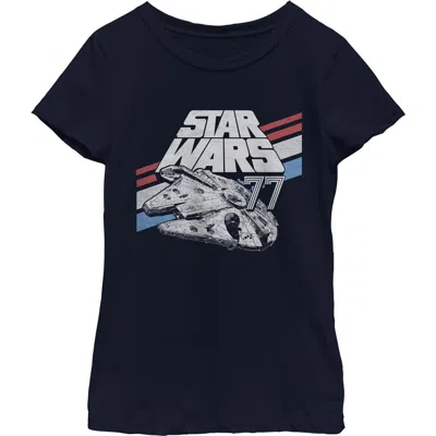 Star Wars Kids' Girl's  Monochrome 77 Logo Graphic T-shirt In Blue