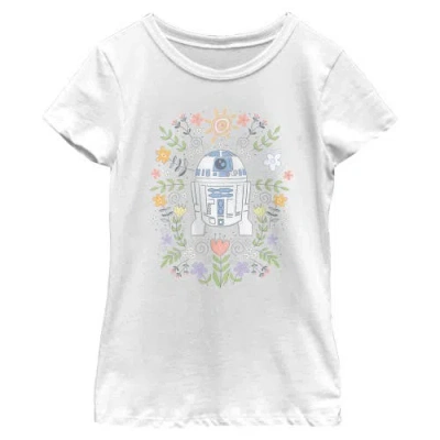 Star Wars Kids' Girl's  R2-d2 Spring Flowers Graphic T-shirt In White