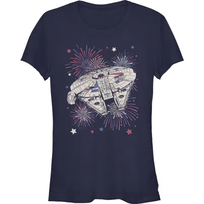 Star Wars Junior's Festive Fireworks Falcon Short Sleeve Graphic T-shirt In Multi