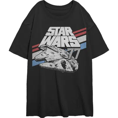 Star Wars Junior's Monochrome 77 Logo Short Sleeve Oversized T-shirt In Black