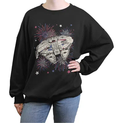 Star Wars Junior's  Festive Fireworks Falcon Sweatshirt In Black