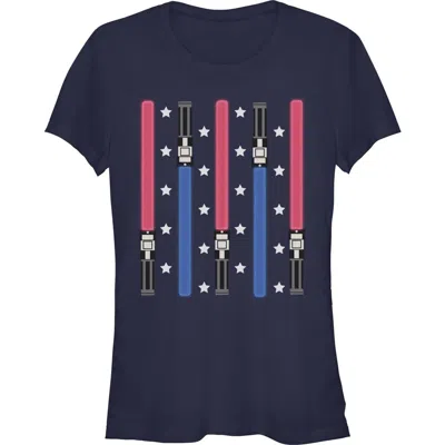 Star Wars Junior's  Festive Lightsabers Graphic T-shirt In Blue