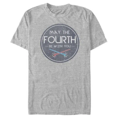 Star Wars May The Fourth Lightsabers  Graphic T-shirt In Gray