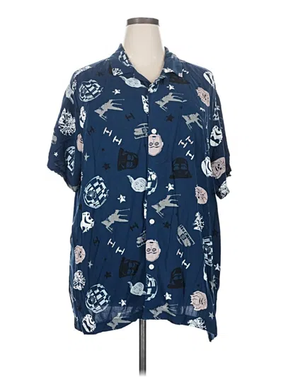 Pre-owned Star Wars Short Sleeve Button Down Shirt In Blue