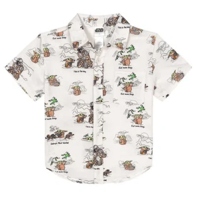 Star Wars Kids'  Short Sleeve Button-down Shirt In White