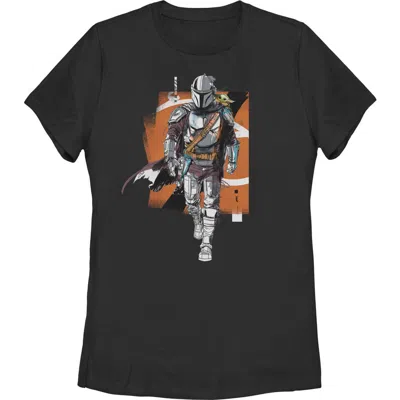 Star Wars: The Mandalorian And Grogu Star Wars The Mandalorian And Grogu Artistic Mando And The Child Pose  Graphic T-shirt In Black