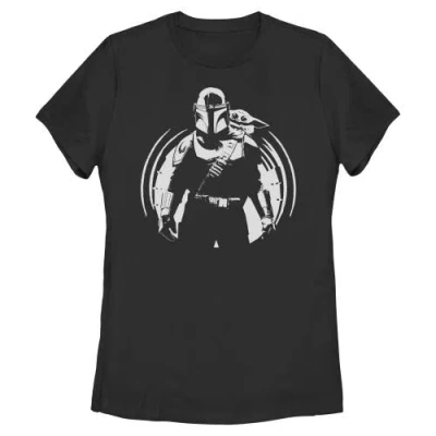 Star Wars: The Mandalorian And Grogu Star Wars The Mandalorian And Grogu Black And White Sketch  Graphic T-shirt
