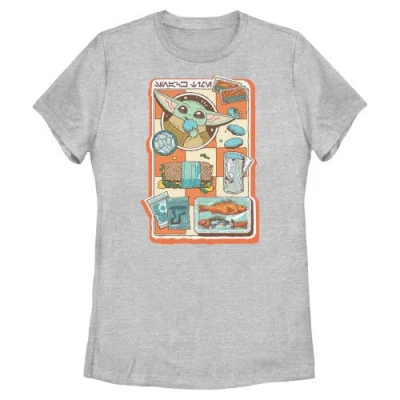 Star Wars: The Mandalorian And Grogu Star Wars The Mandalorian And Grogu Snack Time Comic Foods  Graphic T-shirt In Gray