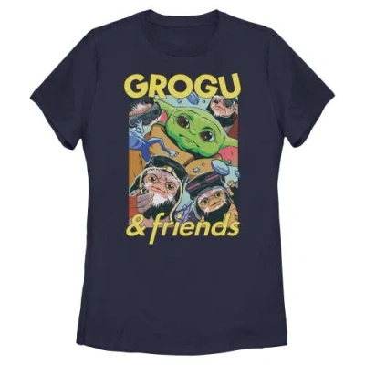 Star Wars: The Mandalorian And Grogu Star Wars The Mandalorian And Grogu The Child And Friends Collage  Graphic T-shirt In Blue
