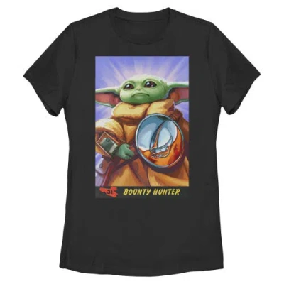 Star Wars: The Mandalorian And Grogu Star Wars The Mandalorian And Grogu The Child Bounty Hunter Comic Art  Graphic T-shirt In Black