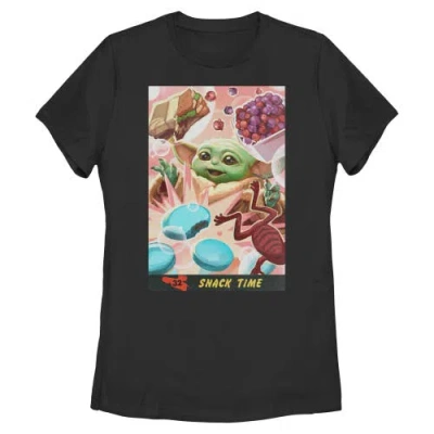 Star Wars: The Mandalorian And Grogu Star Wars The Mandalorian And Grogu The Child Snack Time Comic Art  Graphic T-shirt In Black