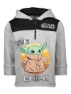 Star Wars The Mandalorian Baby Yoda Half Zip Hoodie In Multi