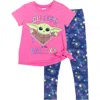Star Wars The Mandalorian Baby Yoda T-shirt & Leggings Set In Pink