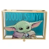 Star Wars The Mandalorian Grogu Ooooo Shiny! Gold Trim Glass Jewelry Box In Brown