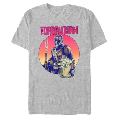 Star Wars: The Mandalorian Star Wars The Mandalorian The Dadalorian And Grogu Portrait  Graphic T-shirt In Gray