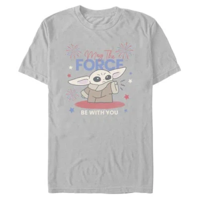 Star Wars: The Mandalorian Star Wars The Mandalorian The Fireworks Be With You Graphic T-shirt In Gray